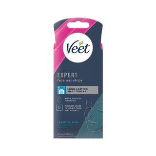 Veet Expert Face Hair Removal For Sensitive Skin Cold Wax Strips 20 Pack